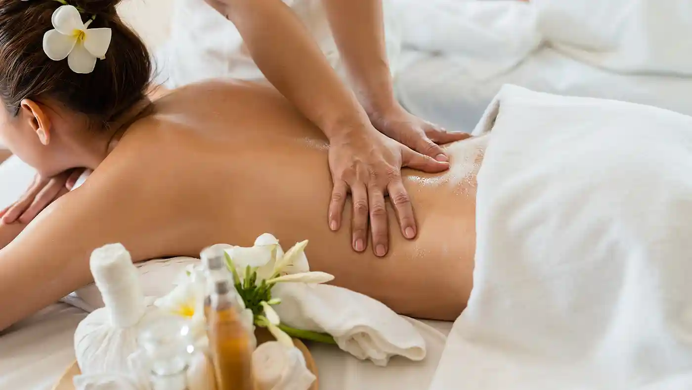 Lady getting lower back massage