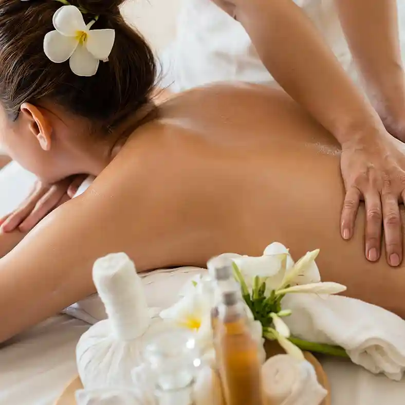 Lady getting lower back massage