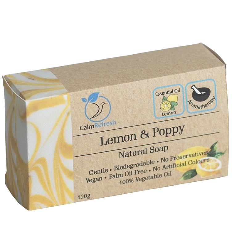 Lemon and Poppy Soap Box Main Product Image Transparent