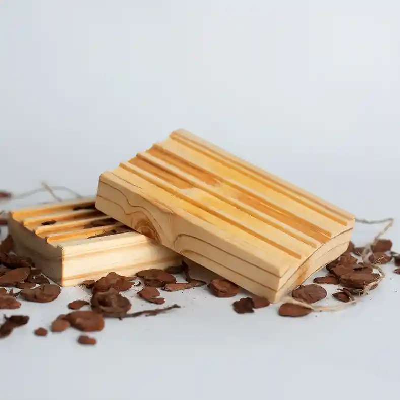 Pine Soap Dish lying on wood chips