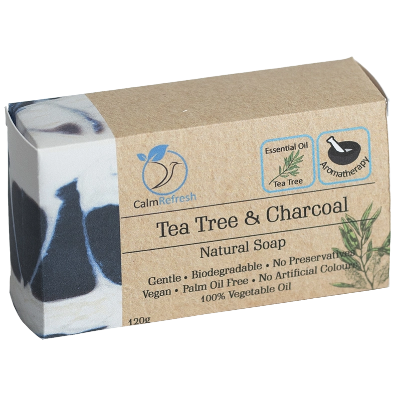 Tea Tree and Charcoal Soap Box Main Product Image Transparent